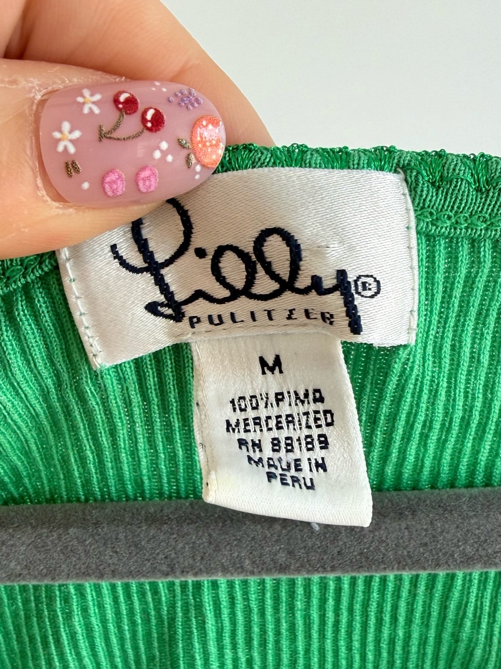 Lilly Pulitzer Green Scoop Neck Pima Cotton Tank Top M